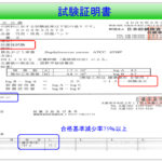 抗菌性試験証明書のイメージ